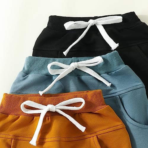 BOIBOKOKO 3PCS Toddler Boy Winter Jogger Pants