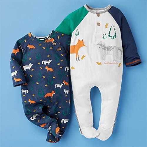 Fox Print Baby Sleepers for Boys 0-3 Month