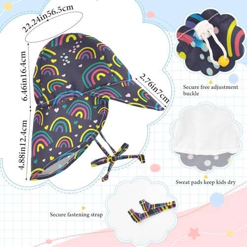 Seamless Pattern Rainbow Baby Beach Hats Toddler Boy