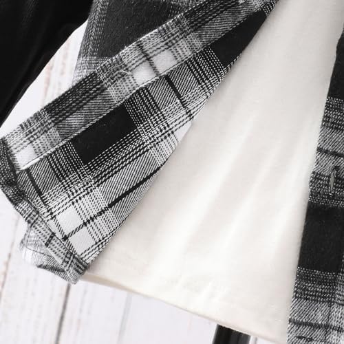 2025 Plaid Long Sleeve Hoodie Set for Boys