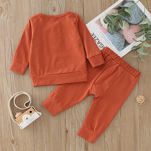 Boys Girls Long Sleeve Solid Crewneck Sweatshirt Pants Set