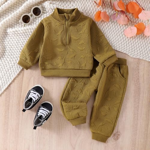 Bowler dinosaur toddler boys fall winter outfit set