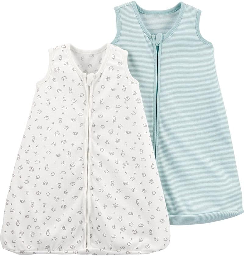 Carters Baby 2-Pack Cotton Sleepbags US Alpha Small GreenWhite