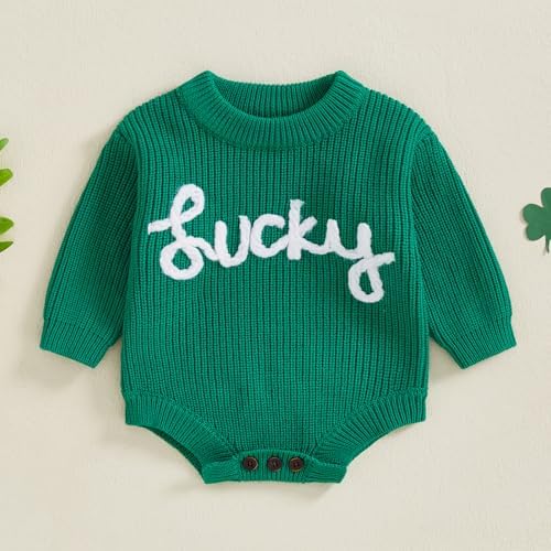 Baby Boy Girl St Patricks Day Romper Knit Sweater Outfit