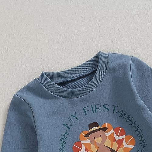 My First Thanksgiving Toddler Boy Outfit Turkey Long Sleeve Sweater Pants