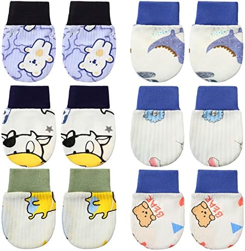 6-Pair Anti-Scratch Cotton Gloves for Newborns