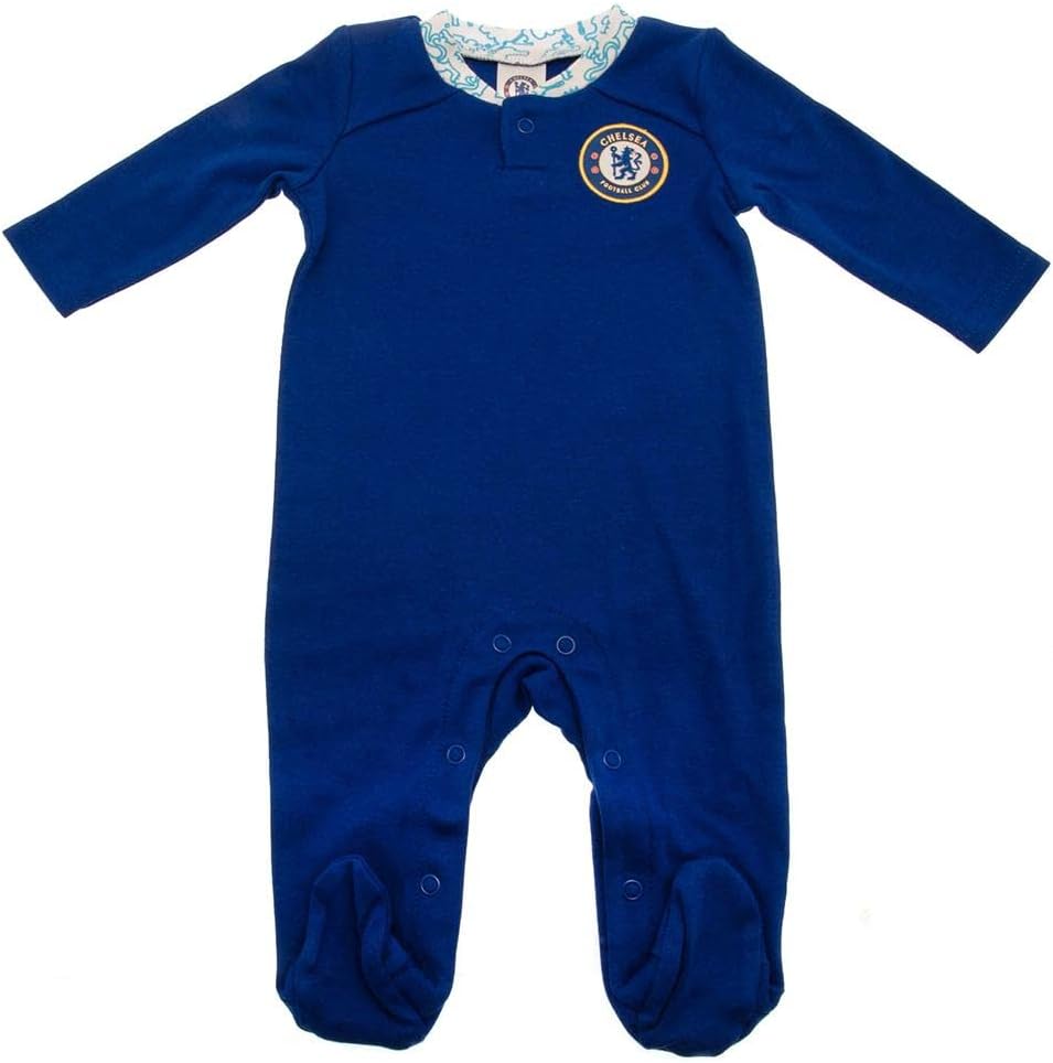 Chelsea FC Baby Crest Long-Sleeved Sleepers Royal BlueWhite