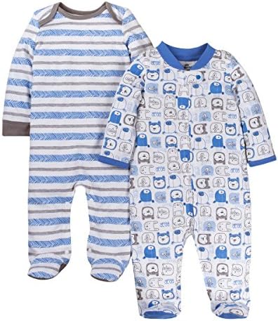 Lamaze Baby Boys Super Combed Natural Cotton Sleep N Play 2-Pack