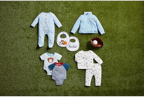 Mud Pie Baseball Print Sleepers for Baby Boys - Soft Cotton Slub