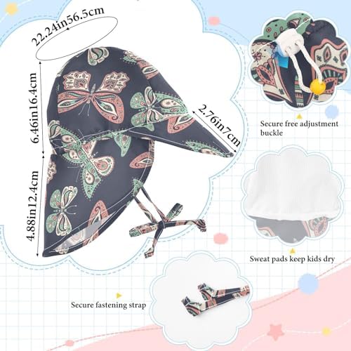 Baby Boys Girls UPF 50 Bucket Hat with Boho Butterflies Design