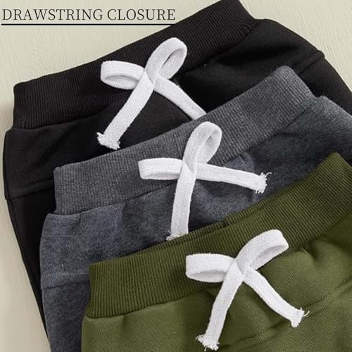 BBQiang Baby Boys 3 Pack Pull-on Jogger Pants Elastic Waist