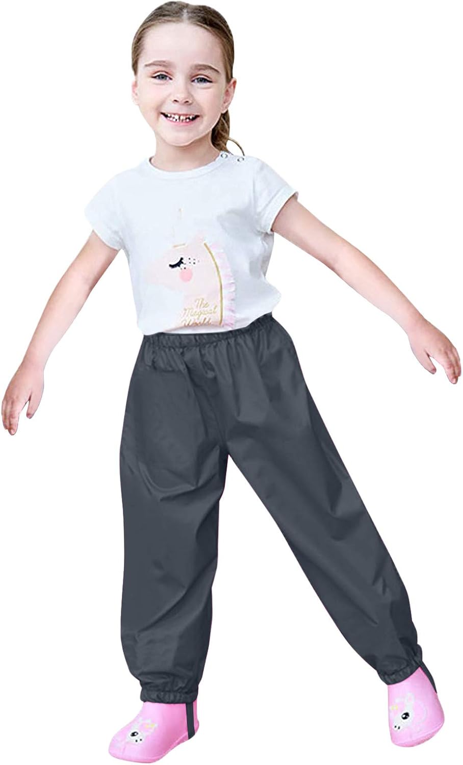 AIMAOMI Waterproof Suspender Rain Bib Pants for Kids Lightweight Breathable Durable