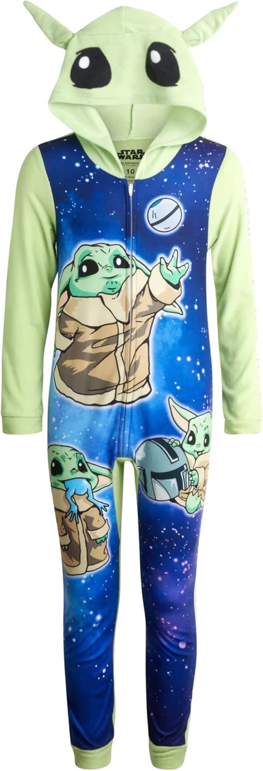YODA FLAME RESISTANT STAR WARS MANDALORIZAN Hooded Blanket Pajamas for Boys