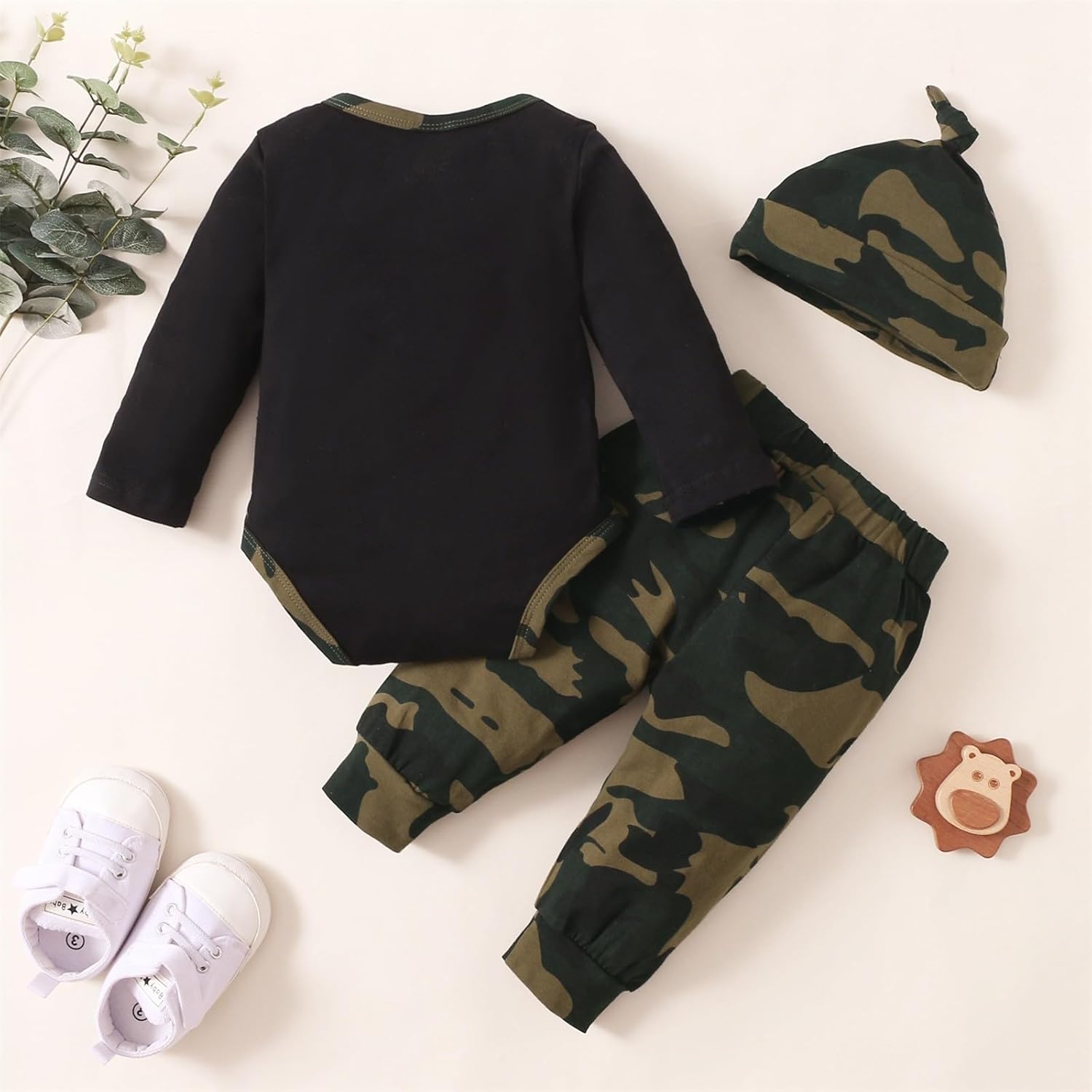 3-Month-Old Boys Comfortable Camouflage T-Shirt Shorts Set