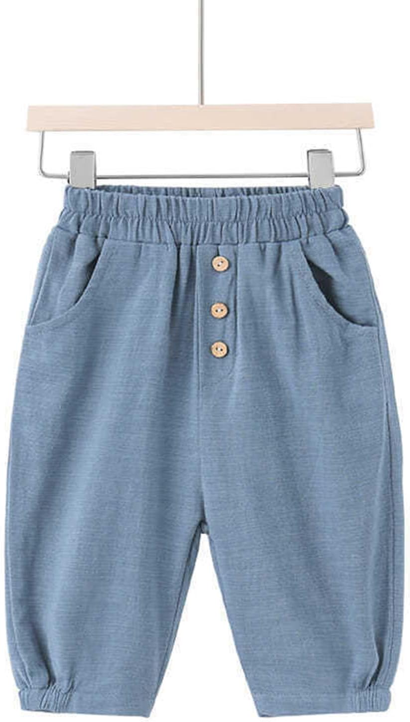 Boys Cotton Linen Shorts Elastic Waist for Summer