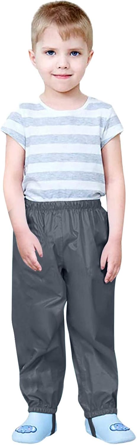 AIMAOMI Waterproof Suspender Rain Bib Pants for Kids Lightweight Breathable Durable