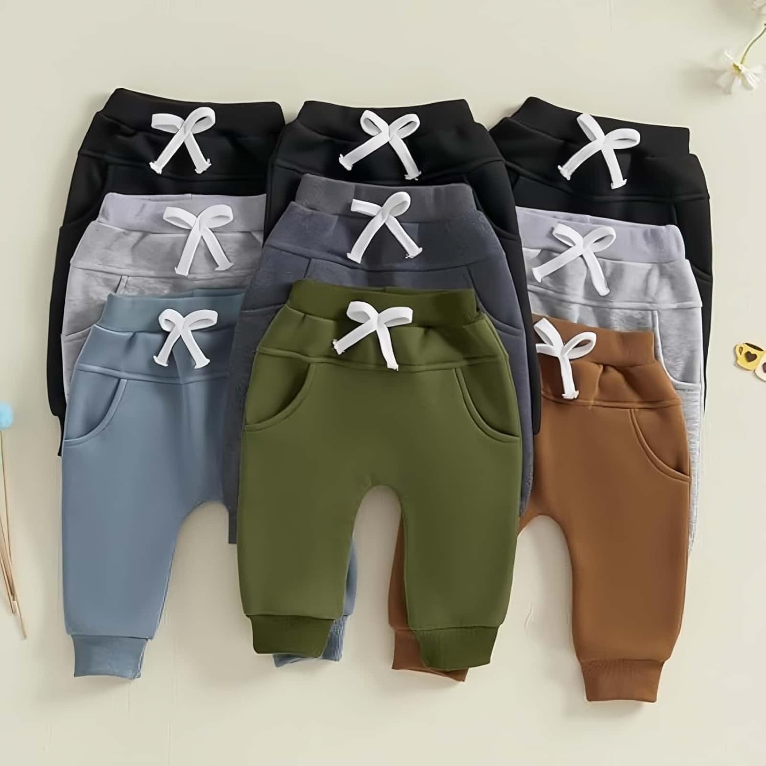 BBQiang Baby Boys 3 Pack Pull-on Jogger Pants Elastic Waist