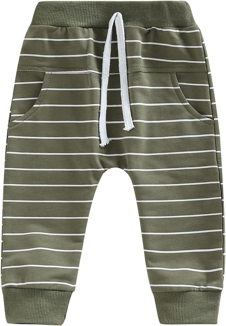 Newborn Baby Boy Stripe Elastic Drawstring Pants