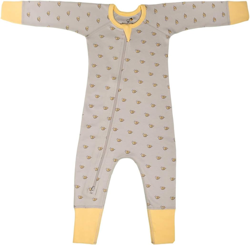 Bee Pattern Organic Two-Way Zipped Romper