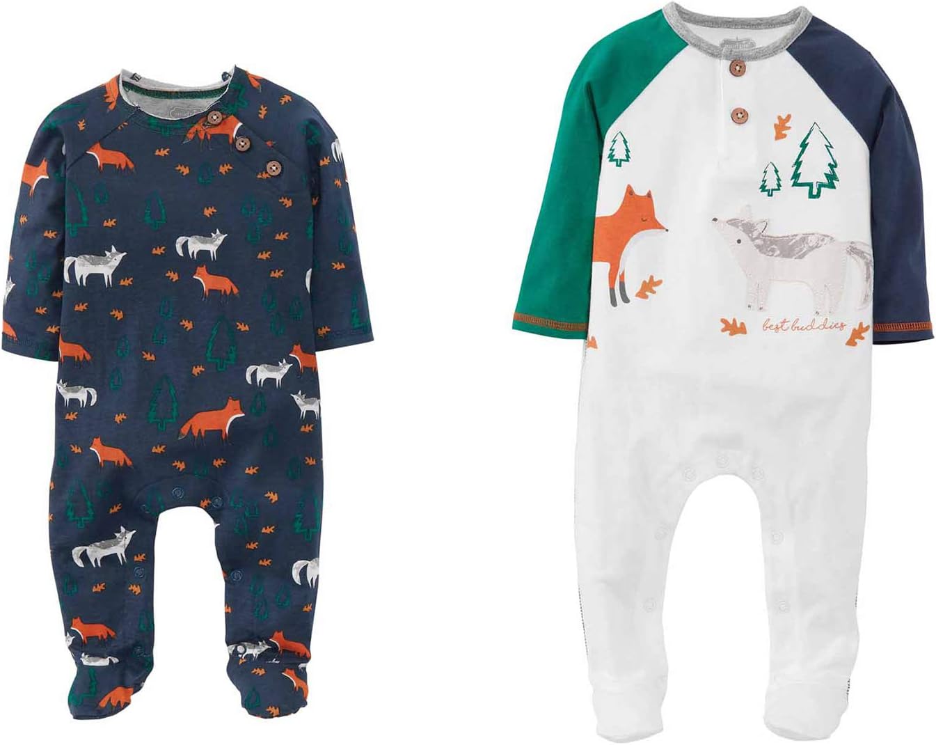 Fox Print Baby Sleepers for Boys 0-3 Month