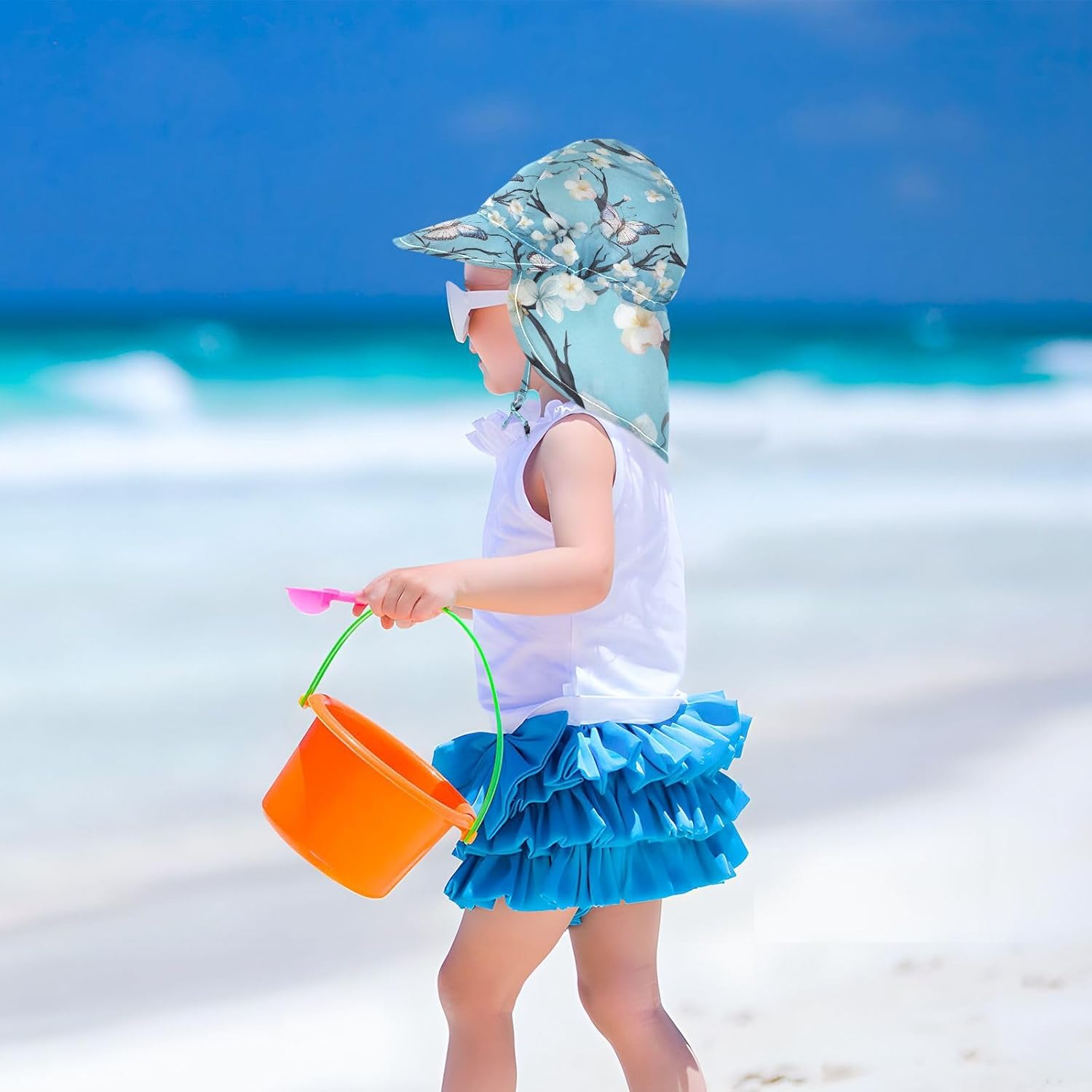 J JOYSAY - Blue Butterflies Toddler Sun Hat UPF50