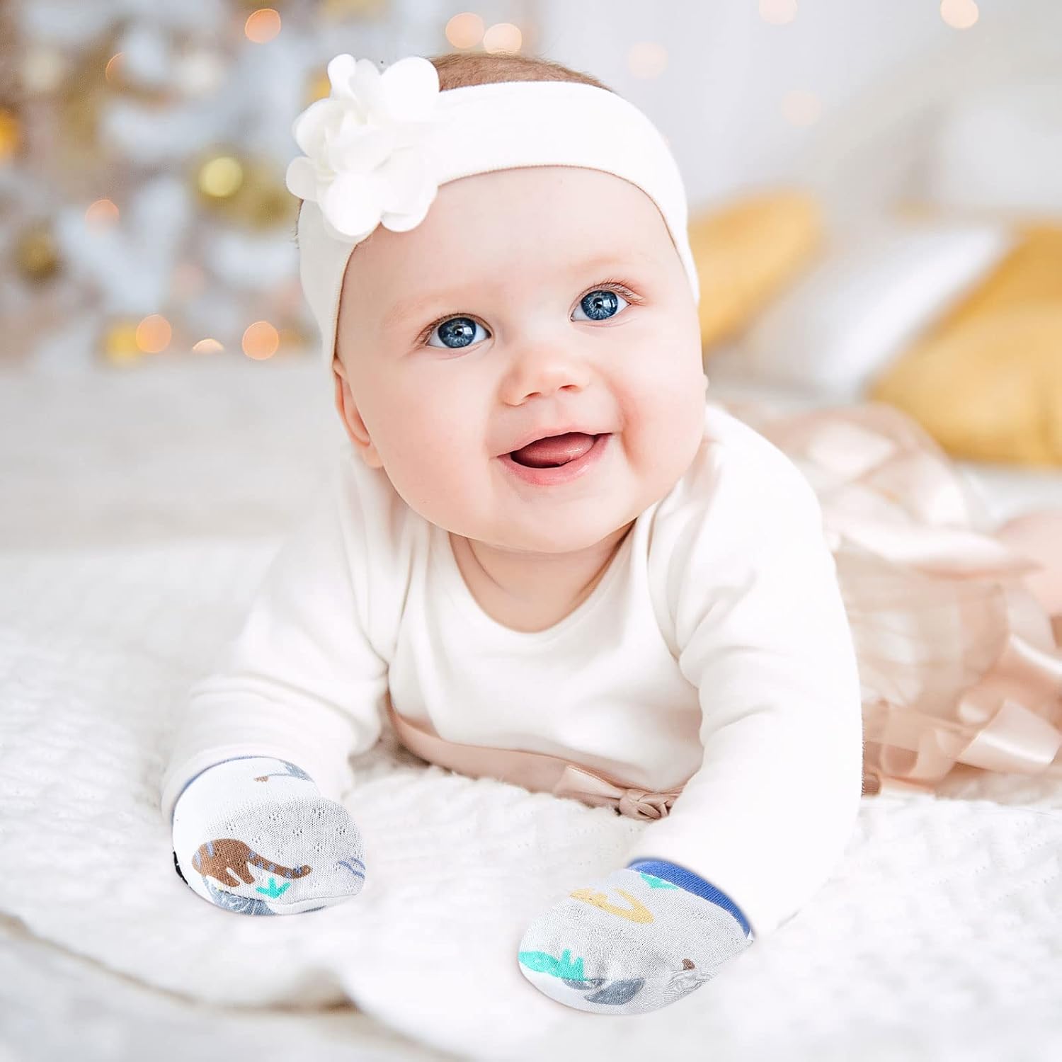 6-Pair Anti-Scratch Cotton Gloves for Newborns