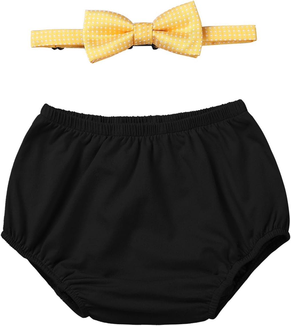 Stylish Baby Boy Diaper Bloomers with Bow Tie Easy-Care Diaper Cover