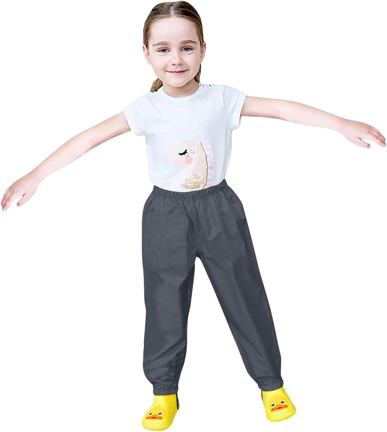 AIMAOMI Waterproof Suspender Rain Bib Pants for Kids Lightweight Breathable Durable