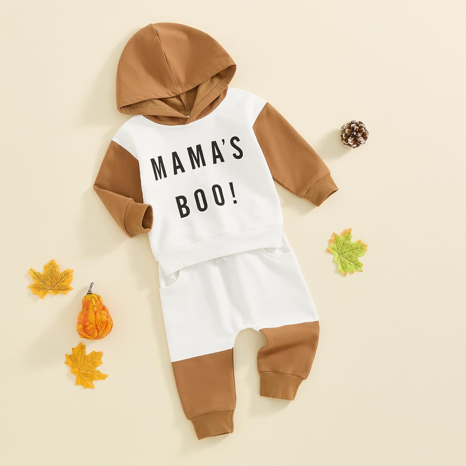Finegoodwei Toddler Boys Winter Set - Contrast Letter Prints Hoodie Pants
