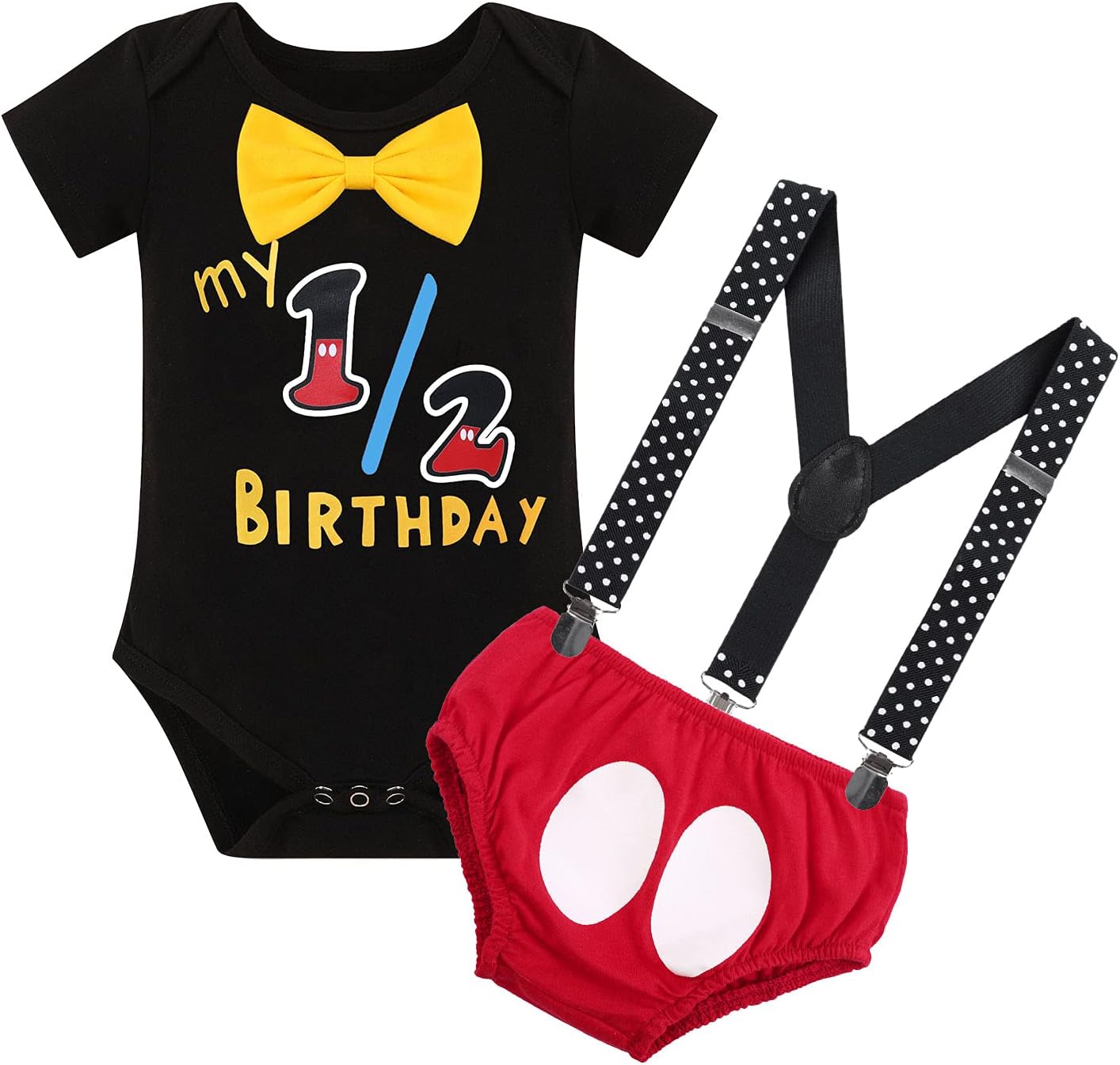 IBTOM CASTLE - 4-Piece Half-Birthday Cakes Outfit Set for Infants