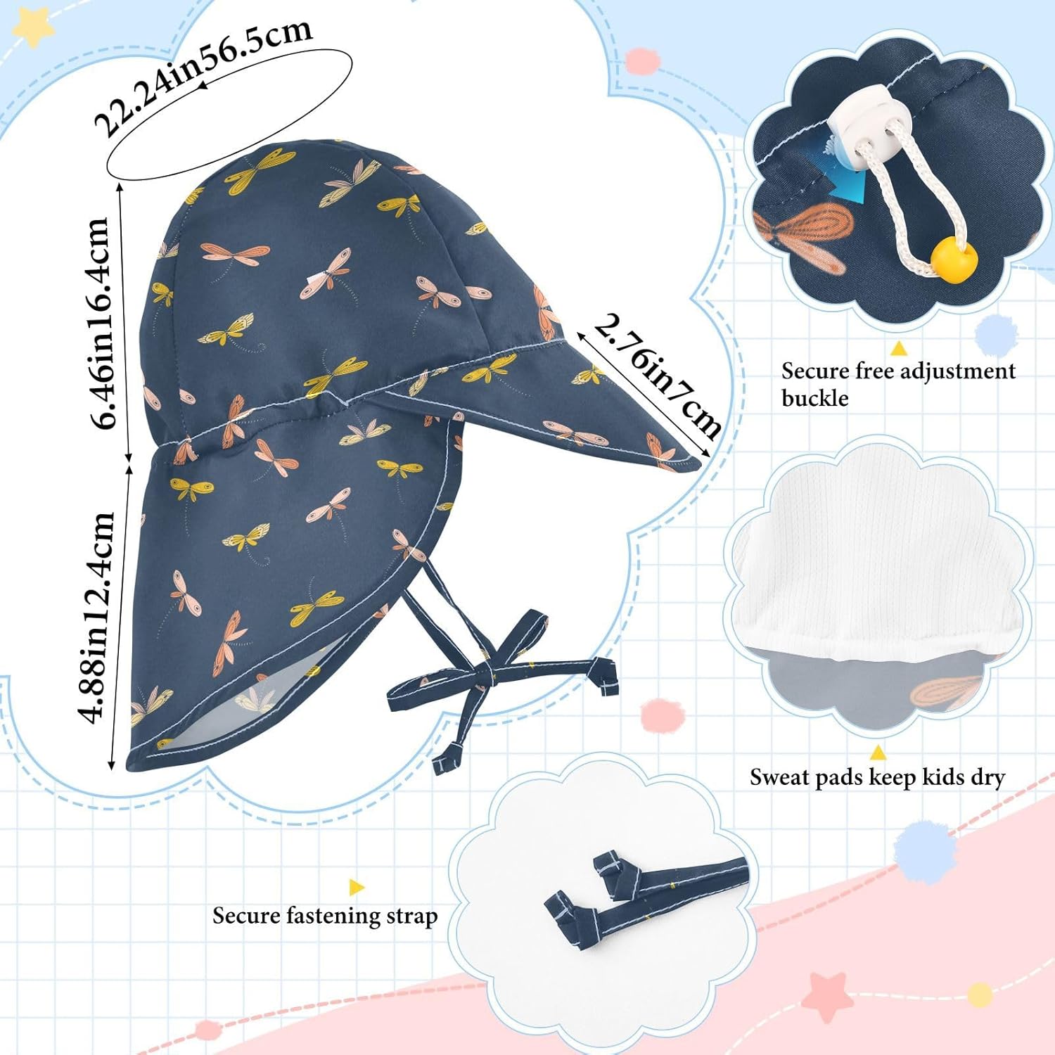 KLL Unisex Baby UV Protection Hat Large Brim