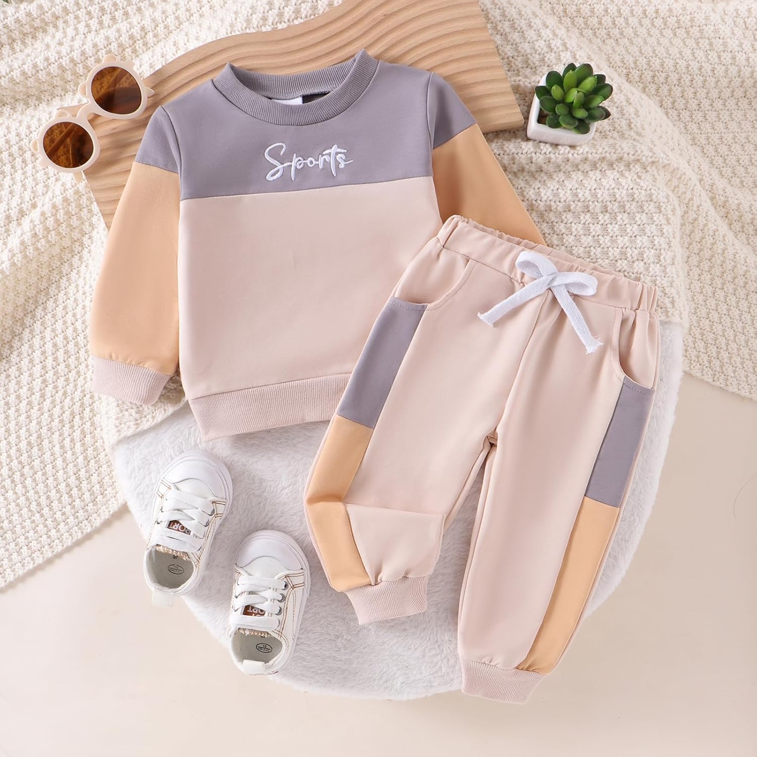 Patchwork Falling Kids Pants Set