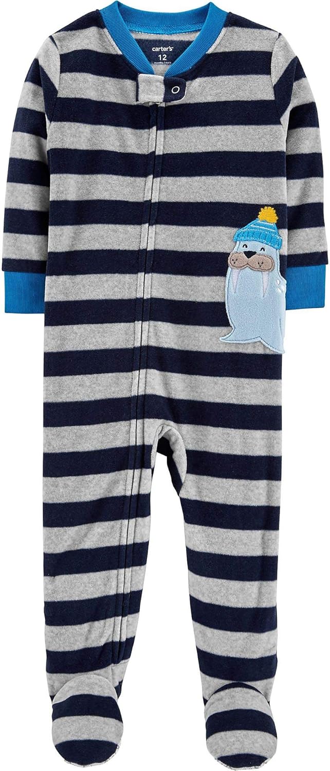 Carters Toddler Boys Striped Walrus Nap Nighty-Nighty Blanket