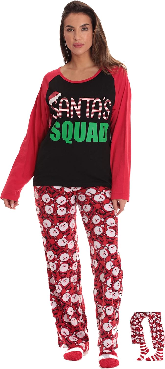 FollowMe Christmas Jammies Santas Squad Pajamas for Family Couples