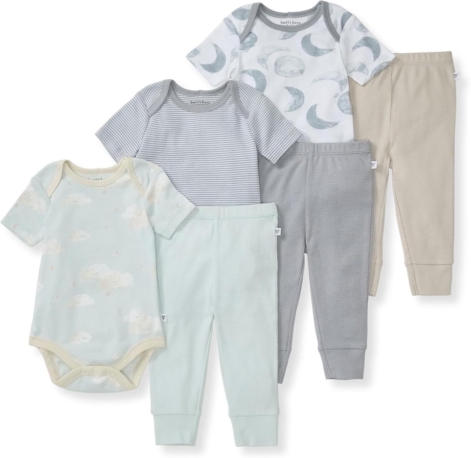 Perfect Unisex Baby 6-Piece Bodysuit Pant Set 100 Organic Cotton