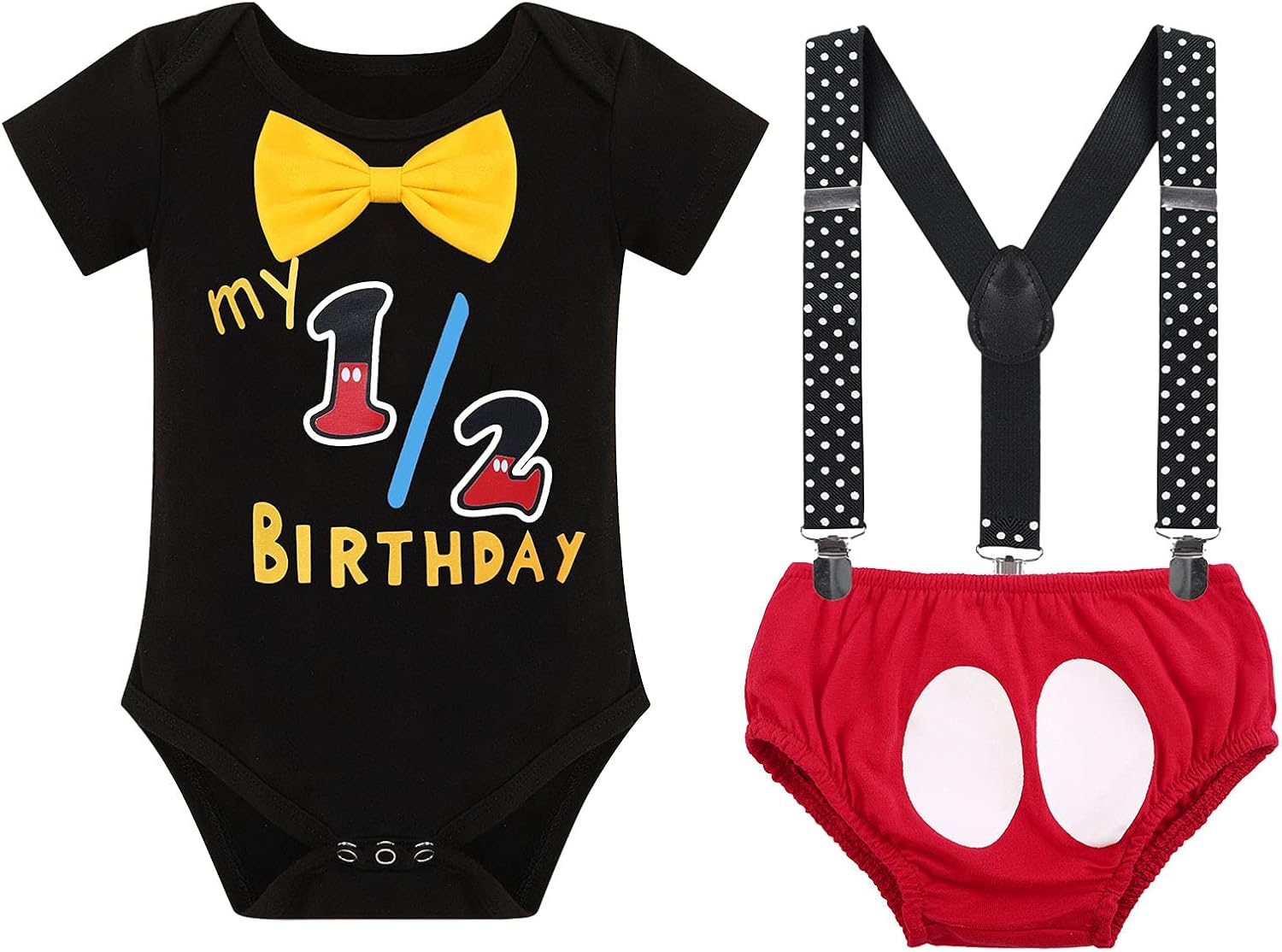 IBTOM CASTLE - 4-Piece Half-Birthday Cakes Outfit Set for Infants