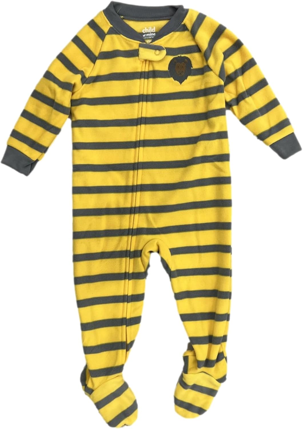 Carters Yellow Gray Stripe Lion Sleepers Pajama Set