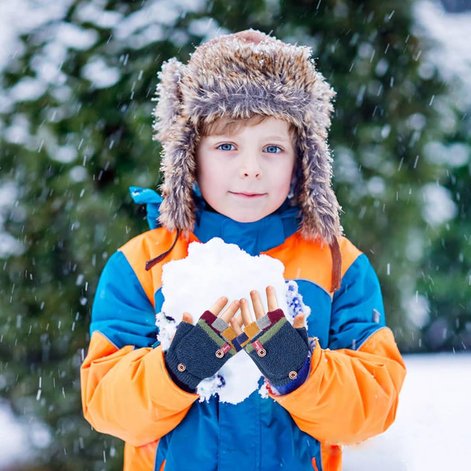 Kids Winter Gloves Mitten Set for Boy Girl