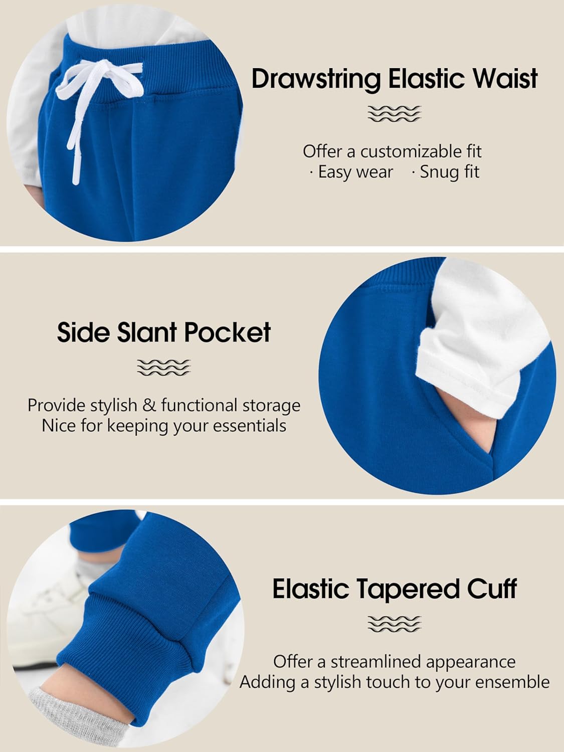 Resinta 3-Pack Pull-On Fleece sweatpants for boys