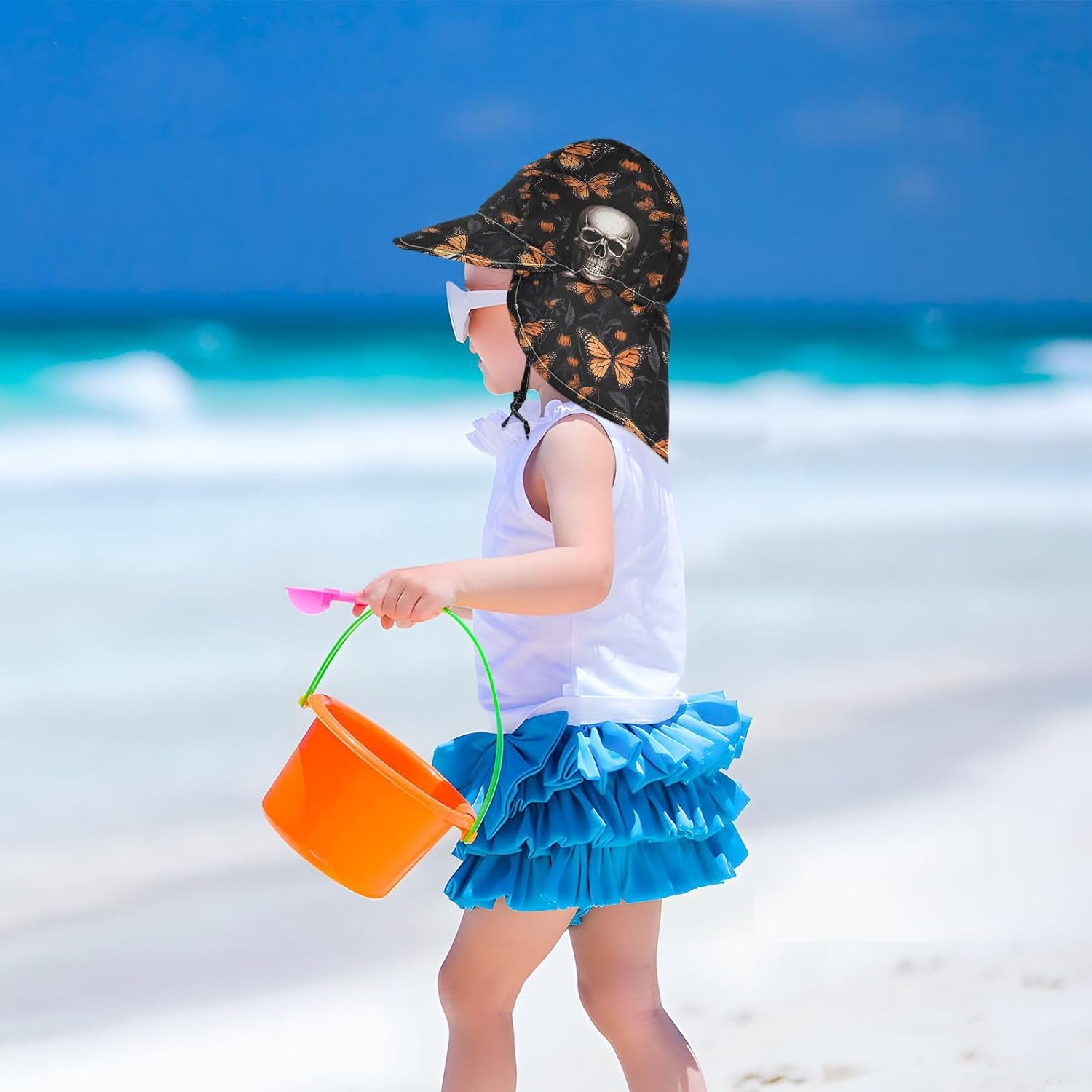 J JOYSAY Skull Butterflies Toddler Sun Hat UPF 50