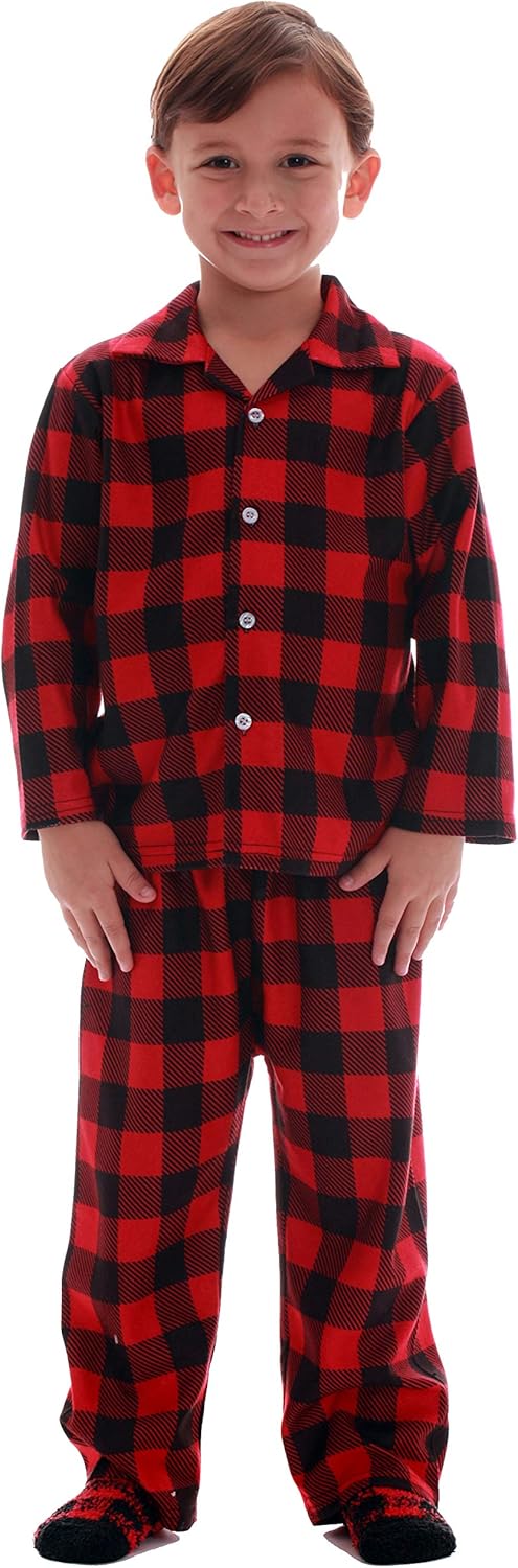 Unveil Family pajamas Buffalo plaid button front soft sleepers