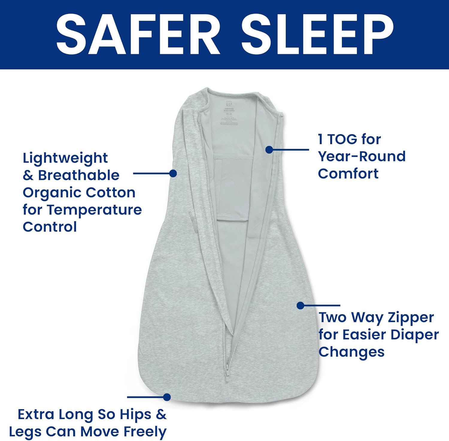 Safety Sleep Gap 100 Organic Cotton 6-12 Months