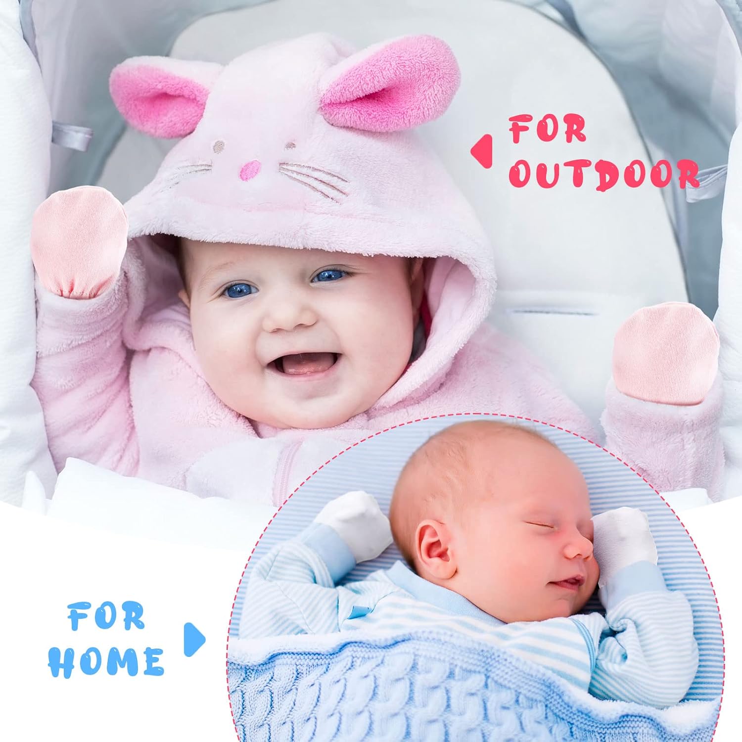 16 Pairs Adjustable Baby mittens - Soft Warm for Newborns