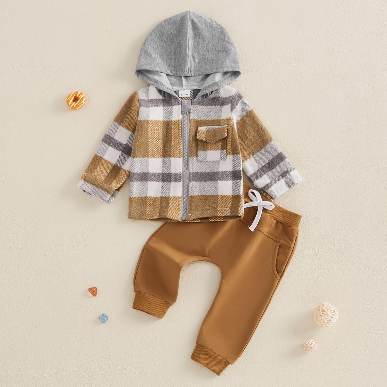 Little Boy Plaid Hoodie Set