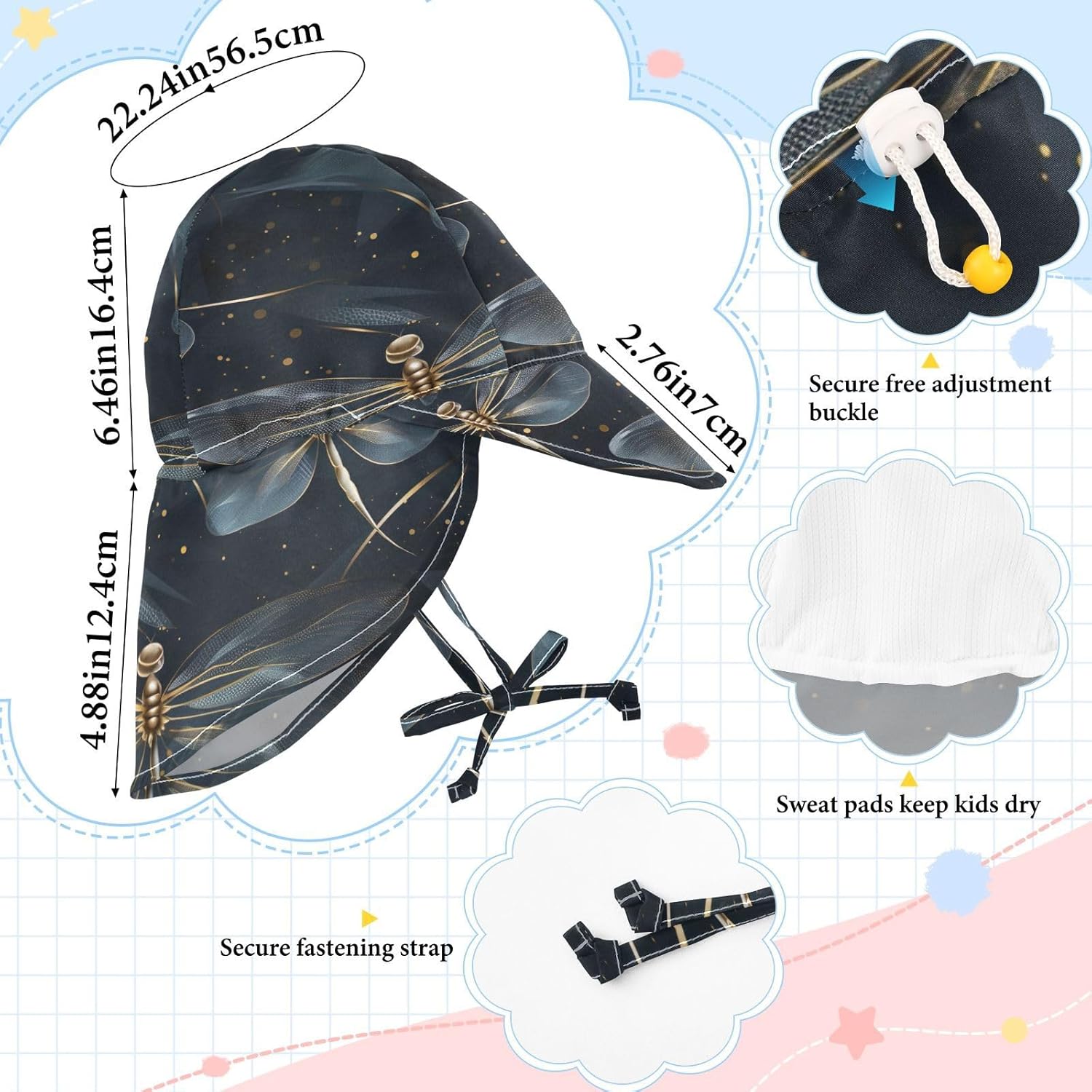 J JOYSAY Dragonflies Toddler Sun Hat UPF 50
