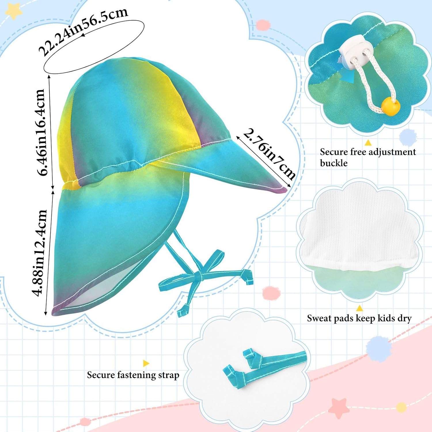 Adjustable Pink Gradient Toddler Sun Hat