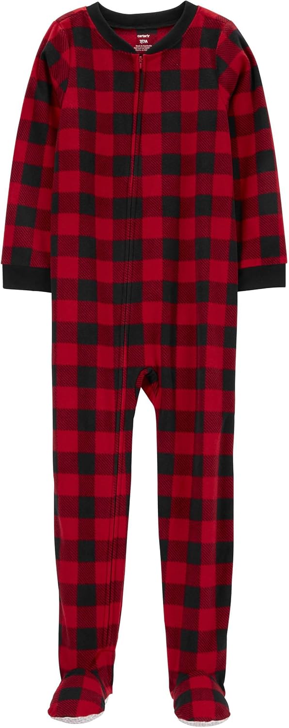 Carters Big-Boys Red Plaid Micro Fleece Footed Blanket