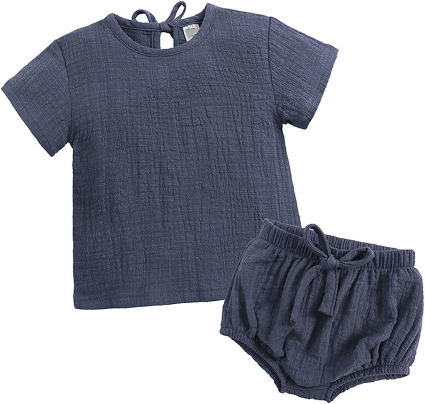 Summer Toddler Cotton Linen Clothes Kids Set with PRINTS