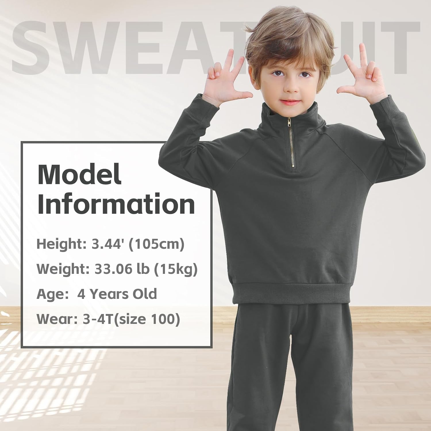 Kionio Boys Fall Winter Outfit - Stylish Sweatsuit Joggers Combo