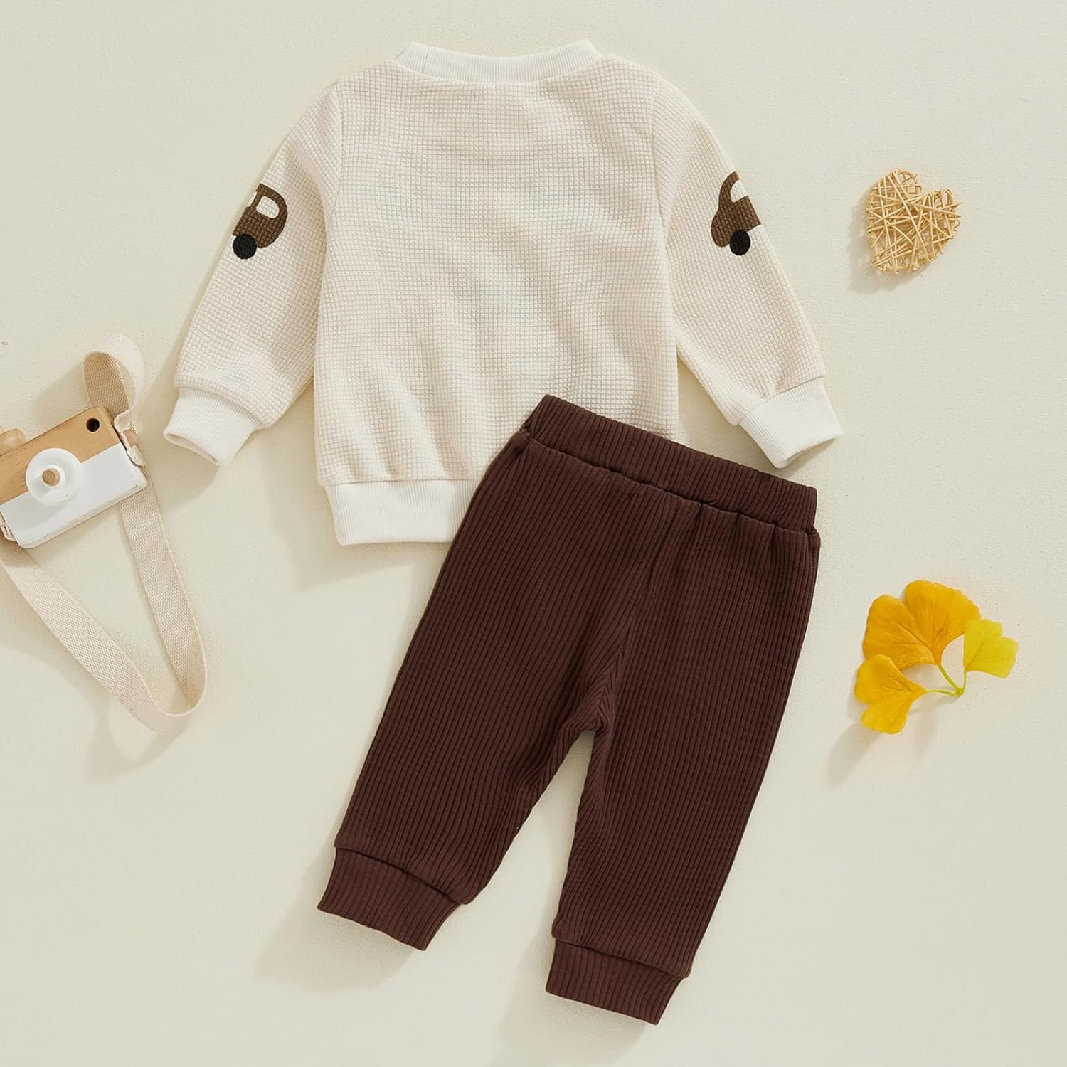 Toddler Boys Waffle Car Print Set